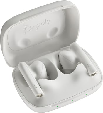POLY Écouteurs sable blanc Voyager Free 60 UC + adaptateur USB-A BT700 + étui de charge de base