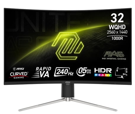 MSI MAG 325CQRXF E2 Display per PC a schermo piatto da 80 cm (31,5'') 2560 x 1440 pixel Wide Quad HD LED Nero
