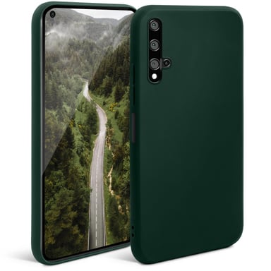 Moozy Minimalist Series Coque en silicone pour Huawei Nova 5T et Honor 20, Vert nuit – Finition mate fine et souple en TPU