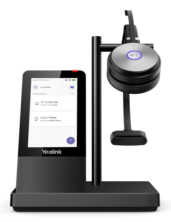Yealink WH66 Mono Teams Systèmes de conférences audio personnelle Sans fil Arceau Bureau/Centre d'appels USB Type-A Bluetooth Socle de chargement Noir - Neuf