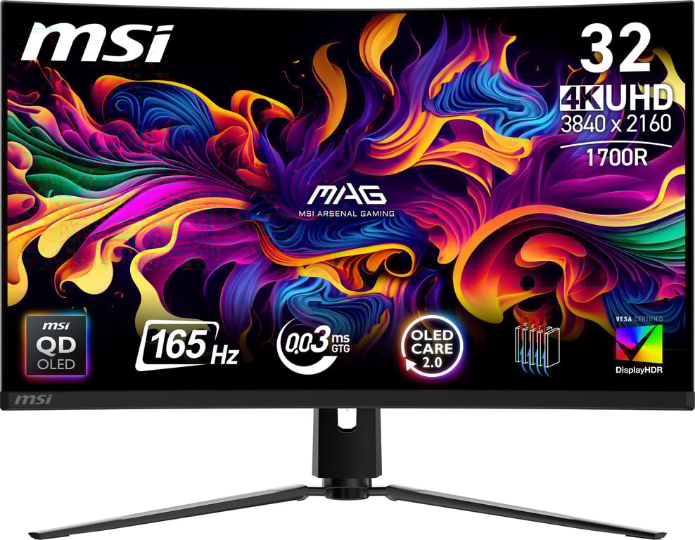 MSI MPG 321CUP QD OLED Ecran Gaming incurvé 32'' 4K UHD Dalle Quantum Dot OLED 3840 x 1080 165 Hz / 0.03 ms DisplayHDR True 400 G Sync HDMI 2.1 DP 1. USB Type C PD - vue 3