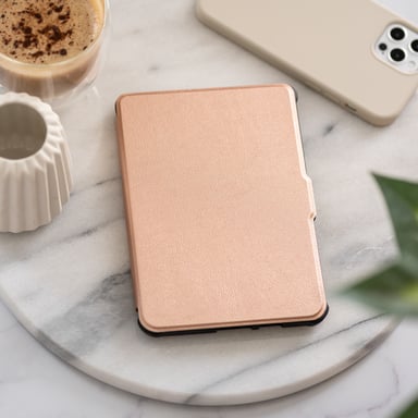 imoshion Étui de liseuse portefeuille Slim Soft pour Pocketbook Touch Lux 5 / HD 3 / Basic Lux 4 / Vivlio Lux 5 - Rose Doré