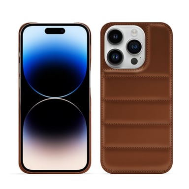 Coque matelassée Apple iPhone 15 Pro -  - Marron - Cuir lisse