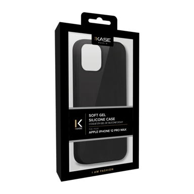 Custodia morbida in silicone gel per iPhone 12 Pro Max, nero satinato