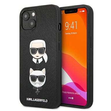 Étui Karl Lagerfeld pour iPhone 13 mini 5.4'' noir Saffiano Karl & Choupette