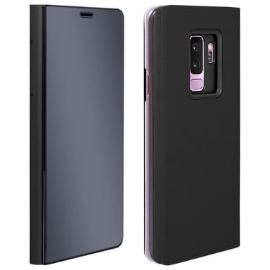 Funda Libro Efecto Espejo Negra Samsung Galaxy S9 Plus Tapa translúcida Soporte