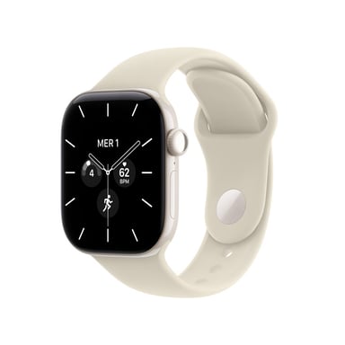 Apple Watch Serie 12 (GPS + Cellular) Boitier de 42 mm en Céramique Blanc perle avec bracelet sport Sable - M/L