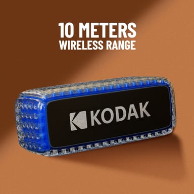 Altavoz Bluetooth Kodak - Resistente al agua IPX6, Potente sonido de 8W, Iluminación RGB, Batería de 5h de duración, Conexión Bluetooth V5.0 - Azul