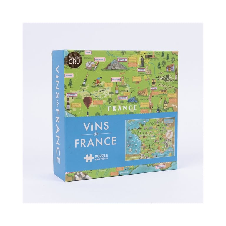 Professor Puzzle Puzzle 1000 pièces Vins de France Carte illustrée Bleu/Vert
