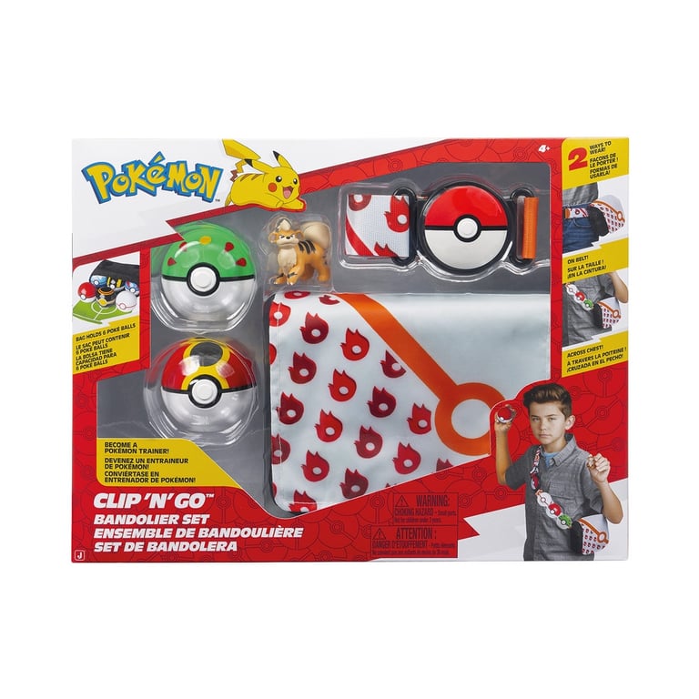 Set De Bandolière Pokémon JASPKW0028 avec figurine 5 cm 2 porte Poké Ball Clip 'N' Go ceinture et bandoulière Coloris unique Neuf