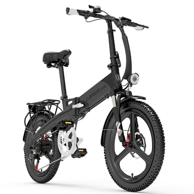 La bicicletta elettrica LANKELEISI G660 ,500 W, 48 V 12,8 Ah, 35 km/h, 110 km, 20 x 1,95,grigio.