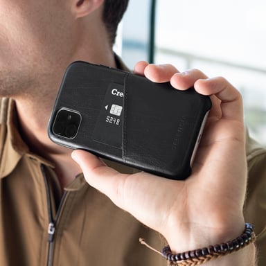 Selencia Coque arrière en cuir végan Vayu pour Apple iPhone 12 (Pro) - Noir