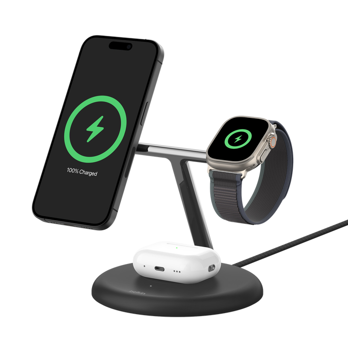 Belkin WIZ023VFBK chargeur d'appareils mobiles Casques, Smartphone, Smartwatch Noir USB Recharge sans fil Intérieure - Neuf