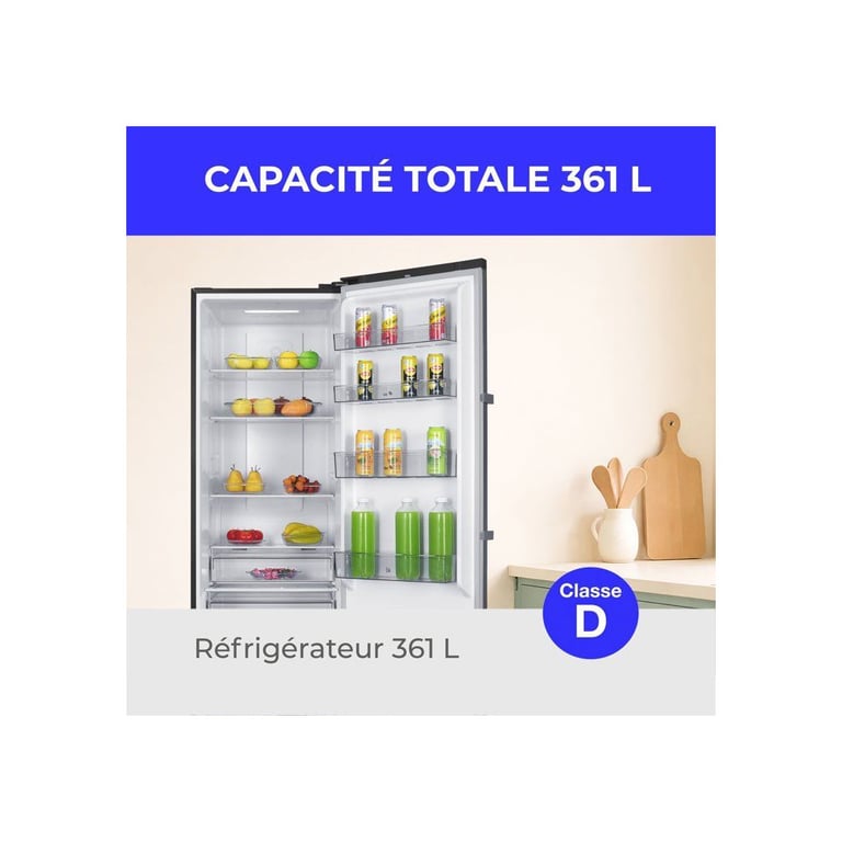 Réfrigérateur CONTINENTAL EDISON 1 porte 361 Total No Frost Sans givre Classe D 60 x P 66 x H 185 cm - vue 7