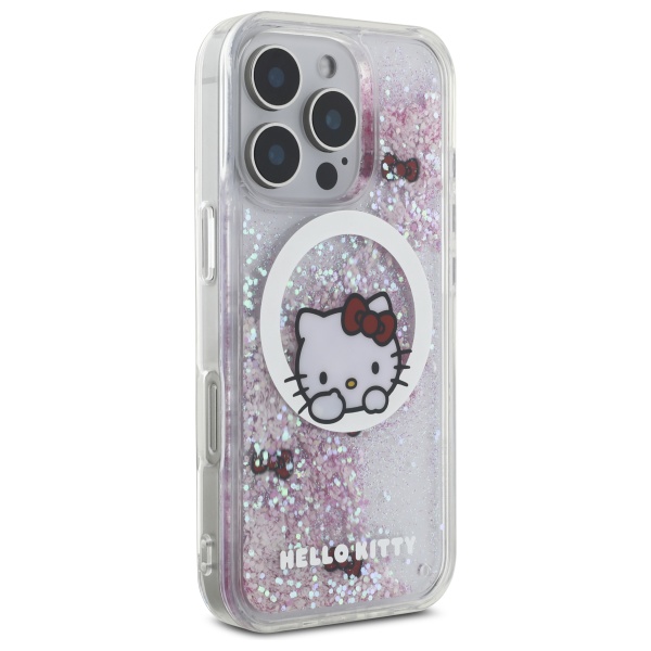 Coque Hello Kitty Liquid Glitter Sweet Kitty Bows MagSafe pour iPhone 16 Pro - vue 3