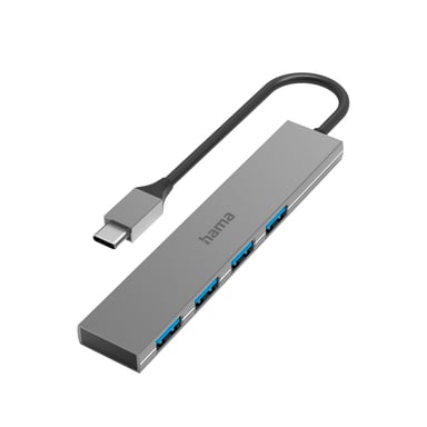 Hub USB-C, 4 ports, USB 3.2 Gen1, 5 Gbit/s, alu, ultra mince