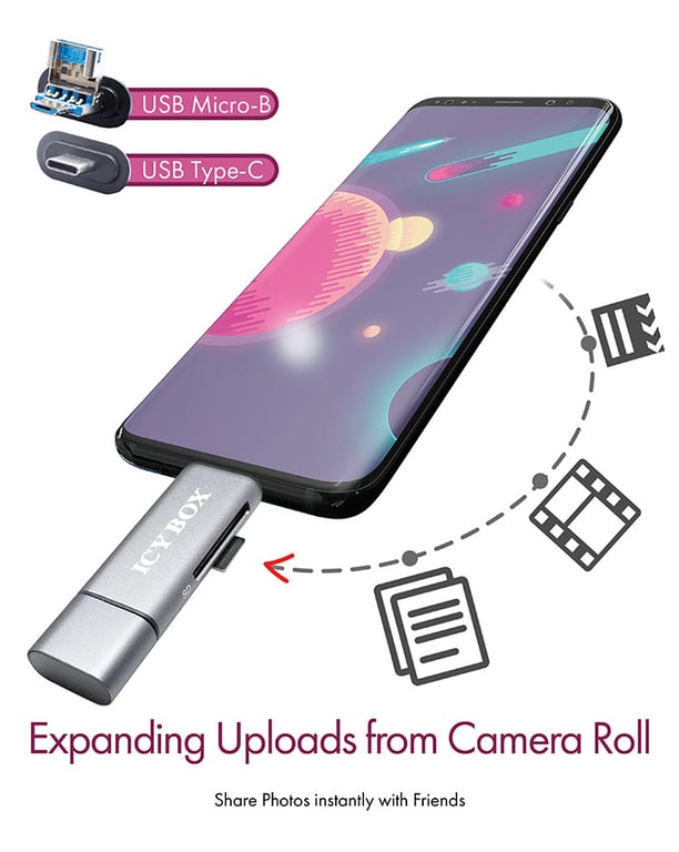 ICY BOX IB CR200 C Lecteur de carte MMC SD microSD SDHC microSDHC SDXC microSDXC SDHC UHS I microSDHC UHS I USB 2.0 - vue 4