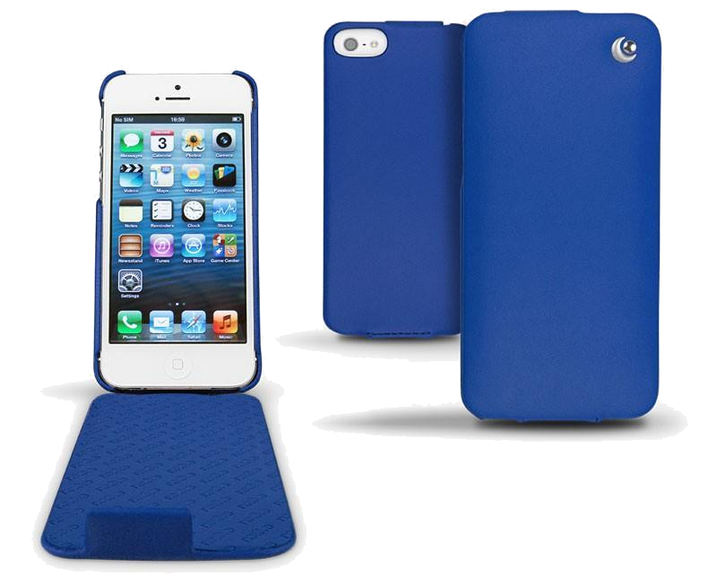 Housse cuir Apple iPhone 5 - Rabat vertical - Bleu océan ( Nappa - Pantone #003da5 ) - NOREVE