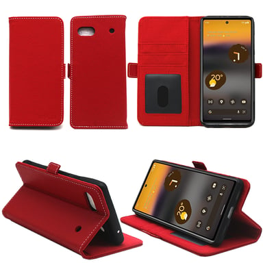 Housse rouge pour Google Pixel 6A 5G Etui Protection Portefeuille à Rabat avec Porte Cartes XEPTIO pochette