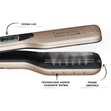 Set Demeliss Titanium: piastra a vapore + trattamento lucidante Elixir Ritual 50ml - da 150°C a 230°C - Autostop