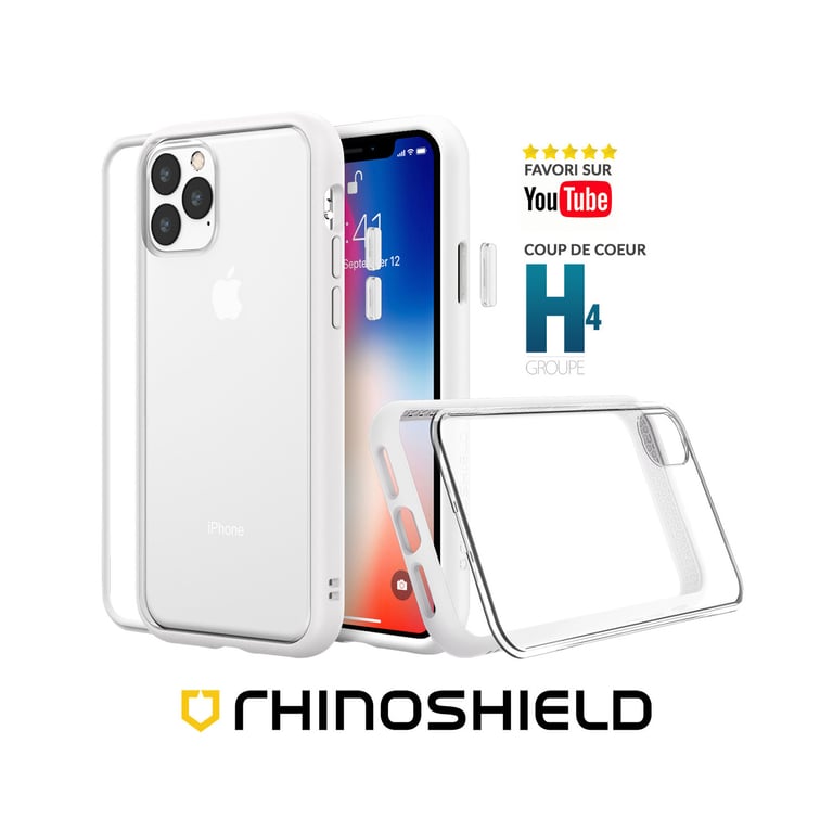 RHINOSHIELD Coque Compatible avec [iPhone 14 Pro] Mod NX - Protection Fine Personnalisable avec Technologie d'absorption des Chocs [sans BPA] - Blanc