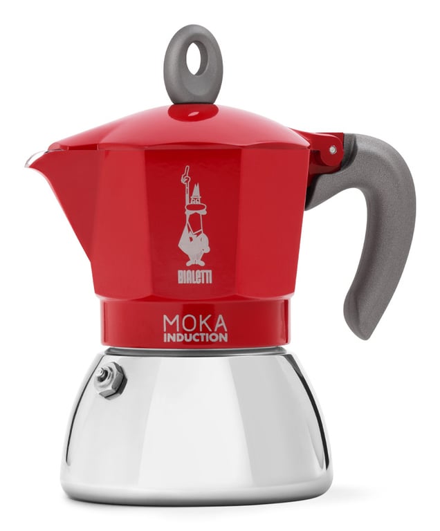 Bialetti Moka Induktion Cafetière à moka 0,28 L Rouge, Acier inoxydable - Neuf