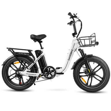 Bicicleta eléctrica SAMEBIKE C05 Pro de 20 pulgadas con neumáticos anchos y cuadro de mandos integrado para mujer, motor de 500 W, batería de 36 V y 13 Ah
