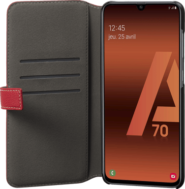 Façonnable Funda para Samsung Galaxy A70 Folio Guarnicionero con Botón Lacado Rojo
