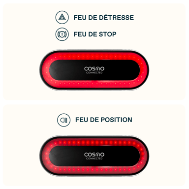 Cosmo Fusion - Casque avec éclairage Vélo Arrière Intelligent et Connecté - Feu Stop, Detection de Chute Automatique, Partage de trajet