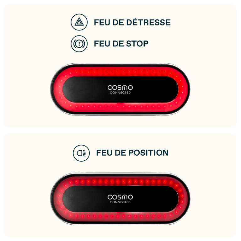 Cosmo Fusion - Casque avec éclairage Vélo Arrière Intelligent et Connecté - Feu Stop, Detection de Chute Automatique, Partage de trajet