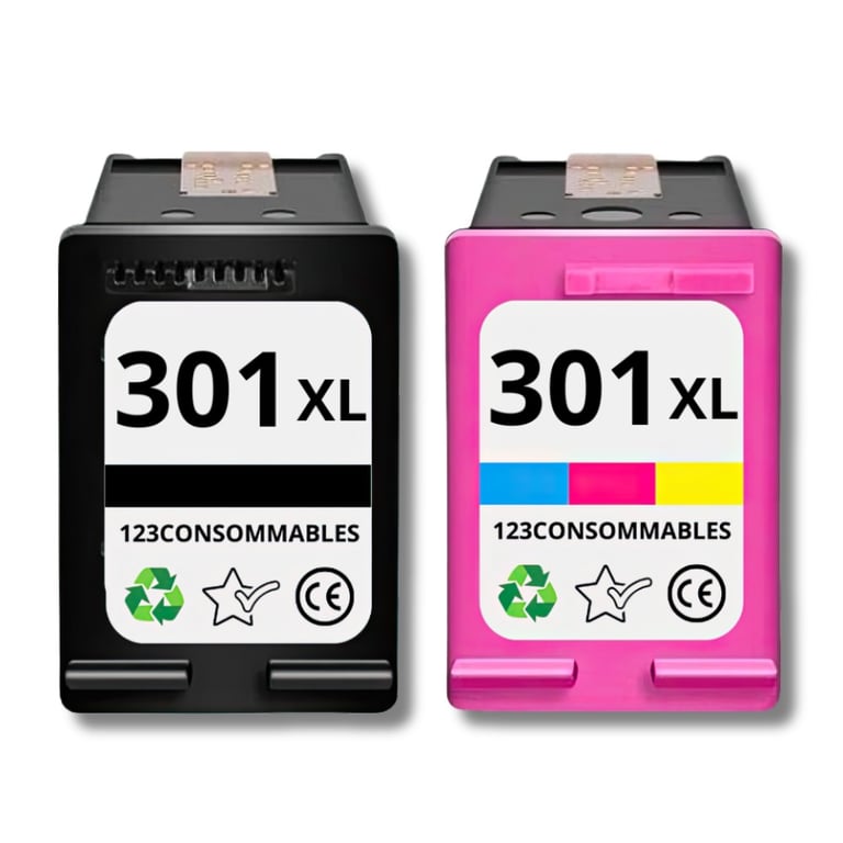 123CONSOMMABLES 301XL Pack 2 cartouches compatibles HP 301XL et couleurs Neuf - vue 2