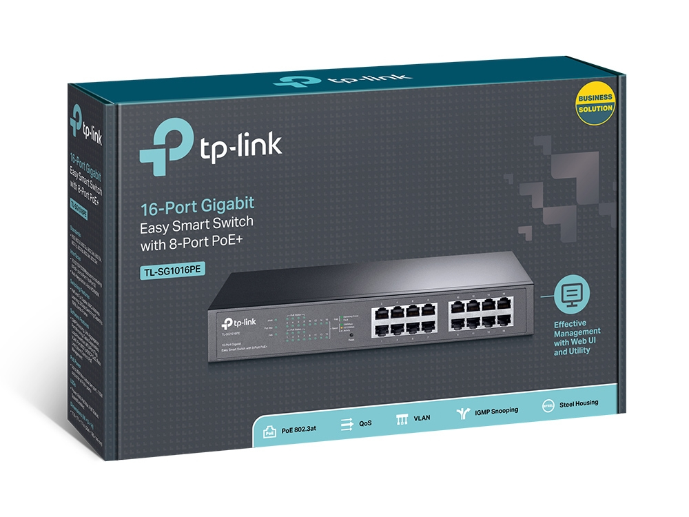 TP Link TL SG1016PE Géré L2 Gigabit Ethernet 101001000 Connexion Ethernet supportant 'alimentation via ce port PoE 1U Neuf - vue 2
