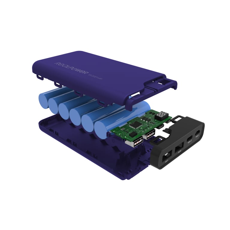 RealPower PB-15000C Navy Blue 15000 mAh Noir, Bleu - Neuf