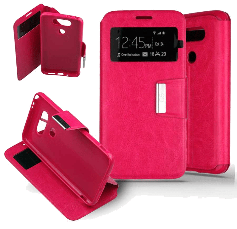 Etui Folio compatible Rose Fushia LG G5