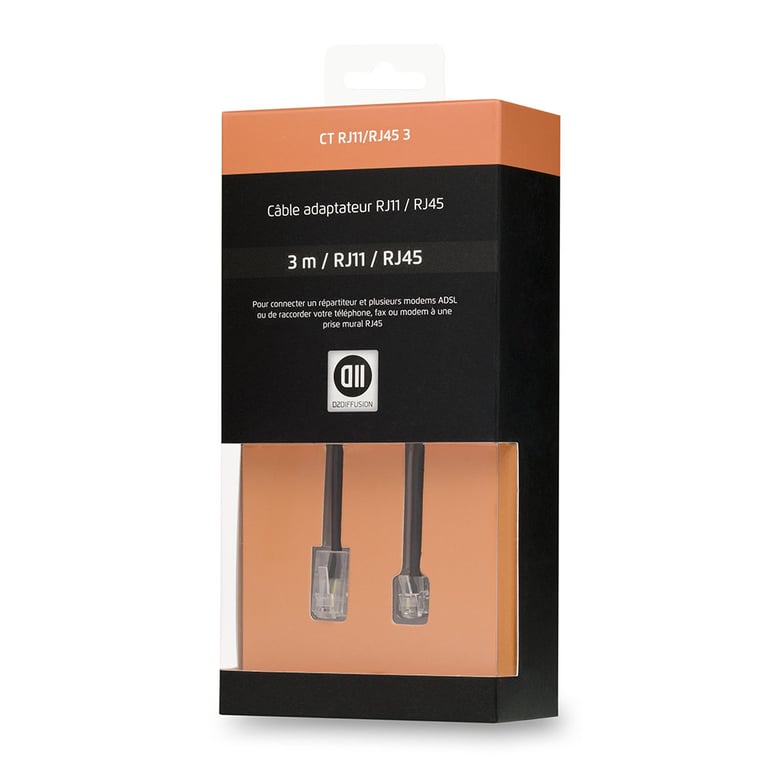 D2 Diffusion Câble RJ11/RJ45 mâle 3 m