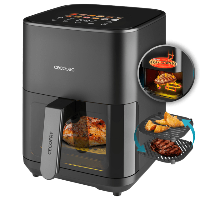 Cecotec Cecofry&Grill Duoheat 4000 Unique 4 L Autonome 1900 W Friteuse d'air chaud Noir - Neuf