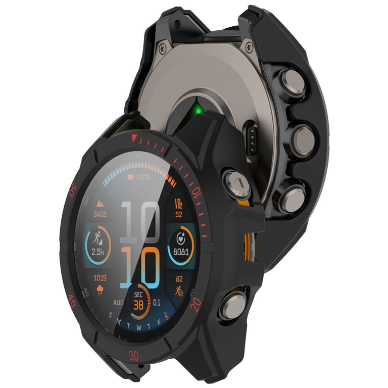 INF Étui de protection pour montre Garmin Fenix 8 Black+Red 51MM Noir - vue 3