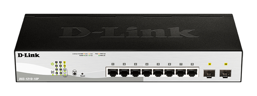 D-Link DGS-1210-10P Géré L2 Gigabit Ethernet (10/100/1000) Connexion Ethernet, supportant l'alimentation via ce port (PoE) 1U Noir - Neuf