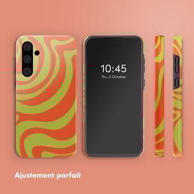 Selencia Coque arrière Vivid pour Samsung Galaxy A55 - Wavy Swirl Orange Fern