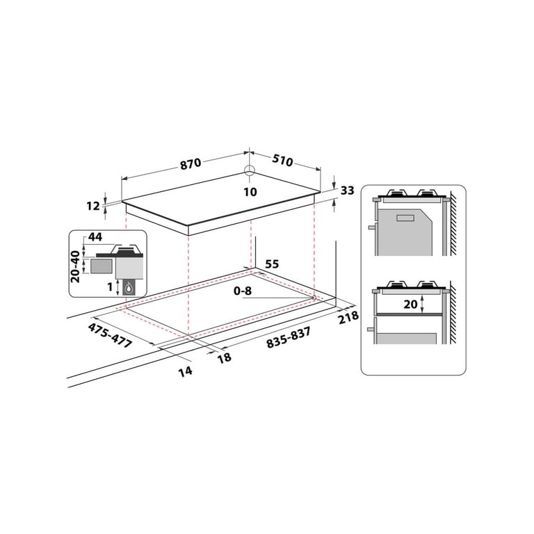 Table De Cuisson Gaz Hotpoint Ariston PHN 961 TSIXHA – 6 Brûleurs, Acier Inoxydable - vue 3