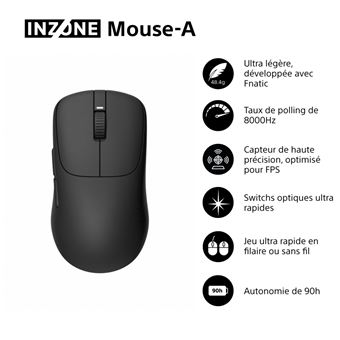INZONE Mouse-A - Ratón inalámbrico para juegos de Sony, negro