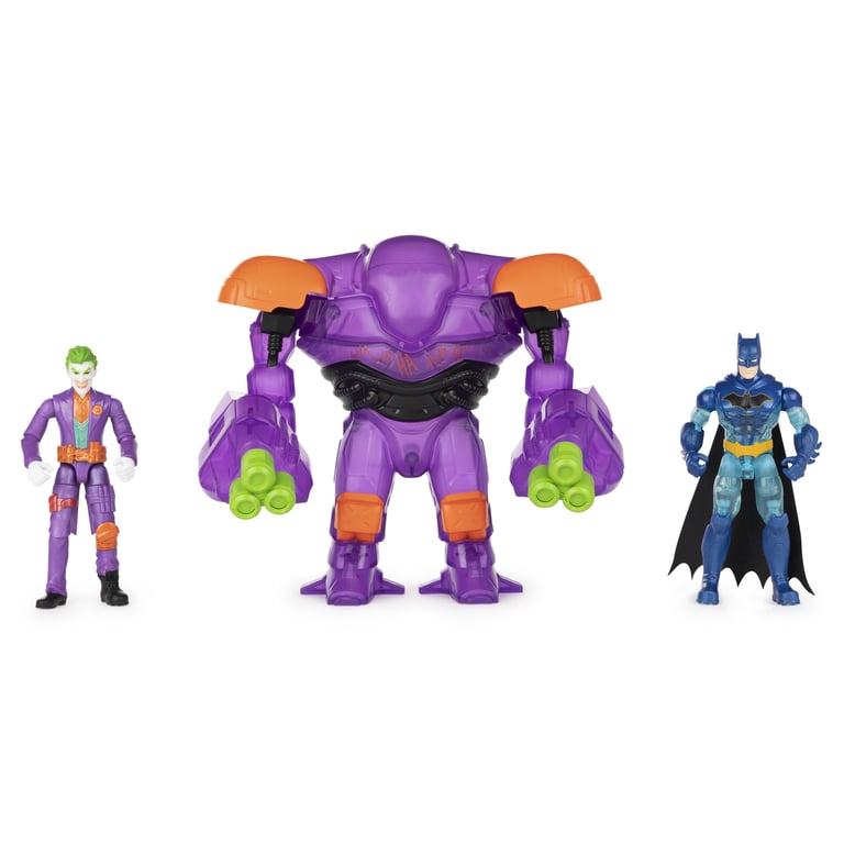 DC Comics Batman, Coffret figurine articulée de 10 cm The Joker contre Batman avec armure technologique transformable (exclusivité Walmart) - Neuf