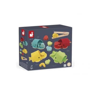 Juego educativo de clasificación por colores con ballenas de madera para niños