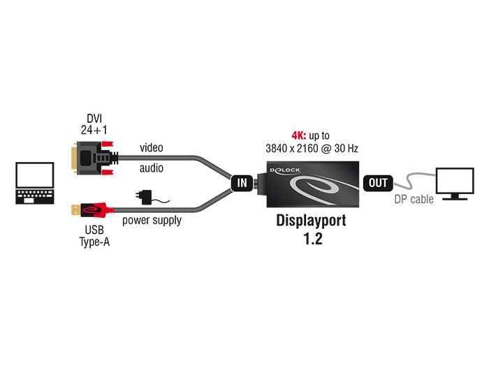 Delock Convertisseur vidéo DVI DisplayPort Pour la vente au détail - vue 2