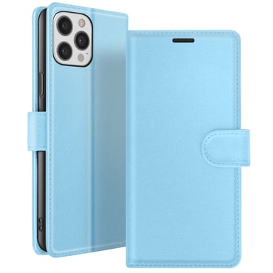 Zanaé Funda tipo cartera para iPhone 12 Pro Max con soporte y lengüeta magnética Azul Claro