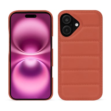 Coque matelassée Apple iPhone 16 Plus -  - Orange - Cuir vegan