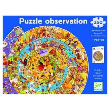 Puzzle histórico de 350 piezas con folleto y póster