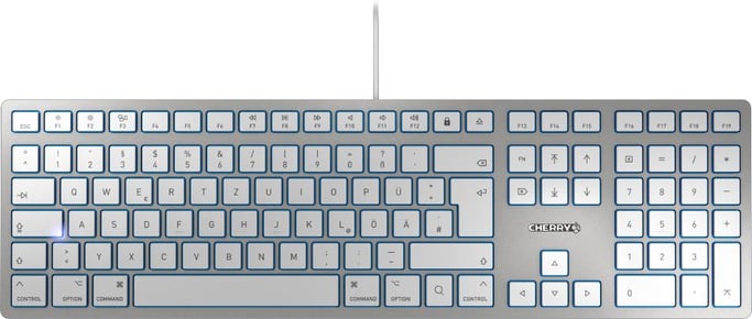 CHERRY KC 6000 SLIM FOR MAC Teclado con cable para Mac, blanco/plateado, USB, QWERTY - ES