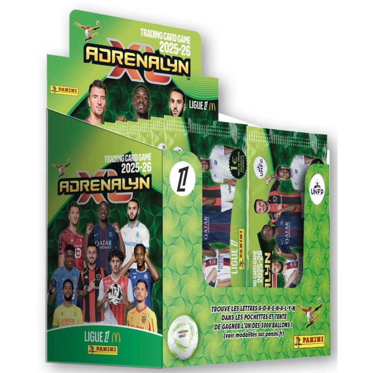 Boîte de 50 Pochettes PANINI TCG ADRENALYN LIGUE 1 Mc Donalds 2025/26 – 300 Cartes