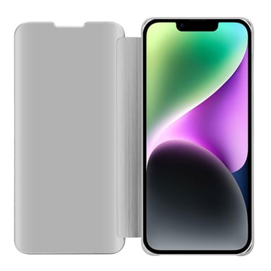 Coque pour Apple iPhone 14 en AGATE ARGENT Clear View Housse de protection Étui de protection miroir avec fonction de support Protection à 360 degrés